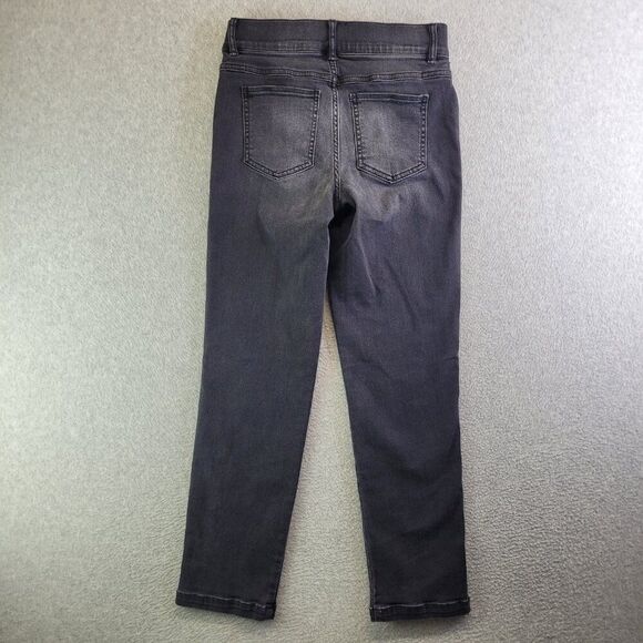 Spanx Jeans Womens SP Black Straight Leg Mid Rise Pull On Slimming Whiskered - Picture 14 of 15